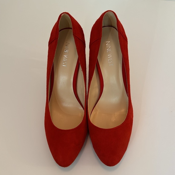 Nine West Red Suede Leather Platform Pumps - Picture 3 of 8